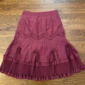 Banana Republic Purple Silk Ruffled Skirt Size 0